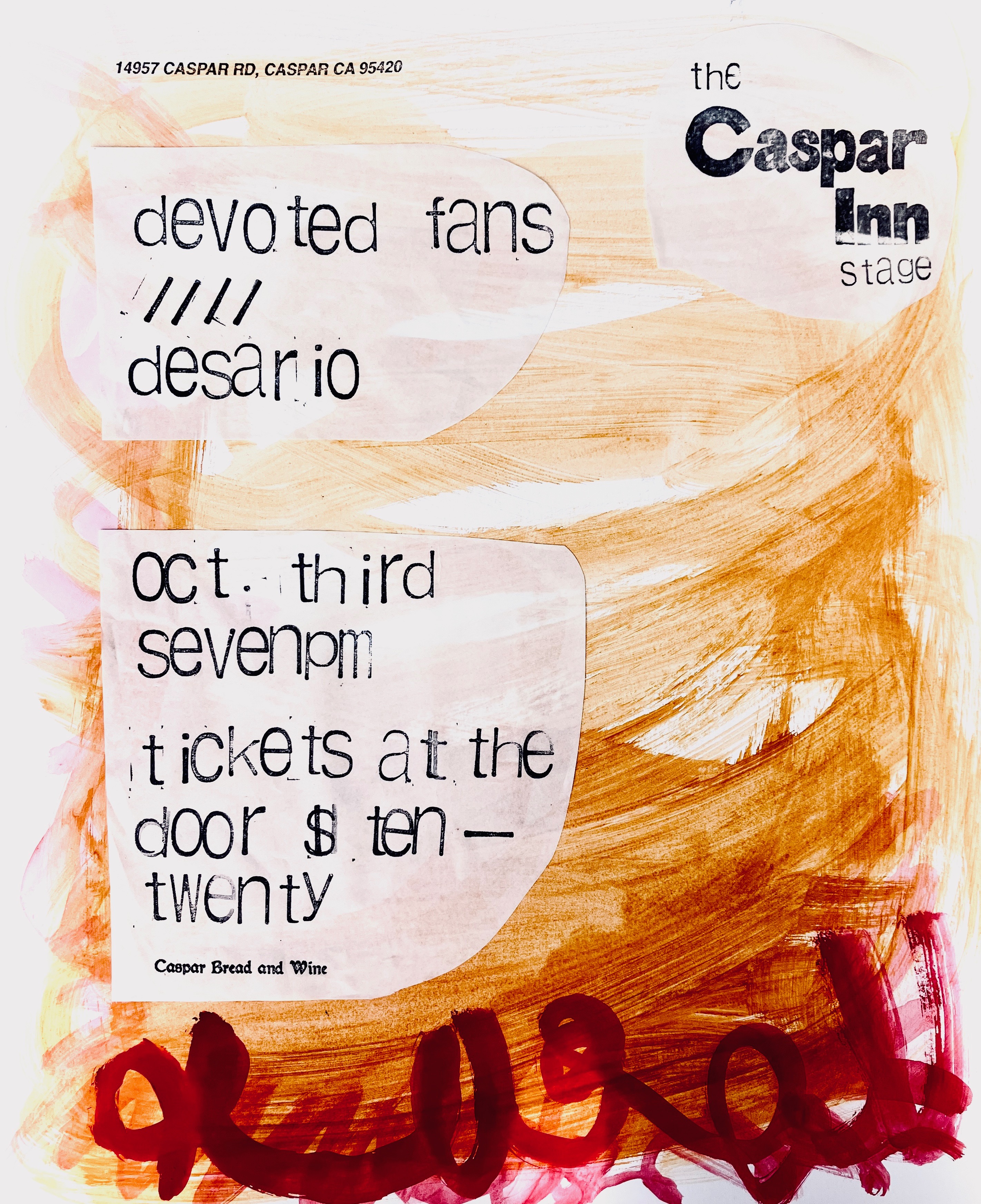 Our flyer for our Mendocino show